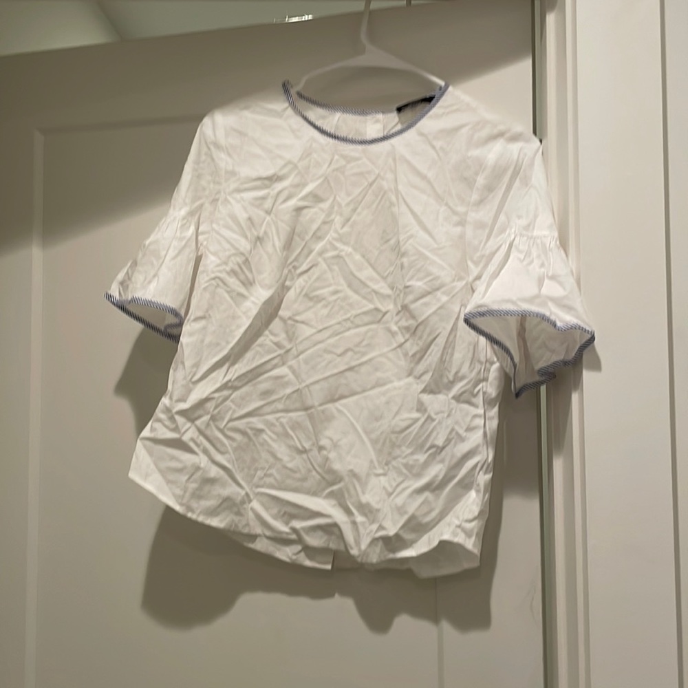 J crew top with seersucker piping